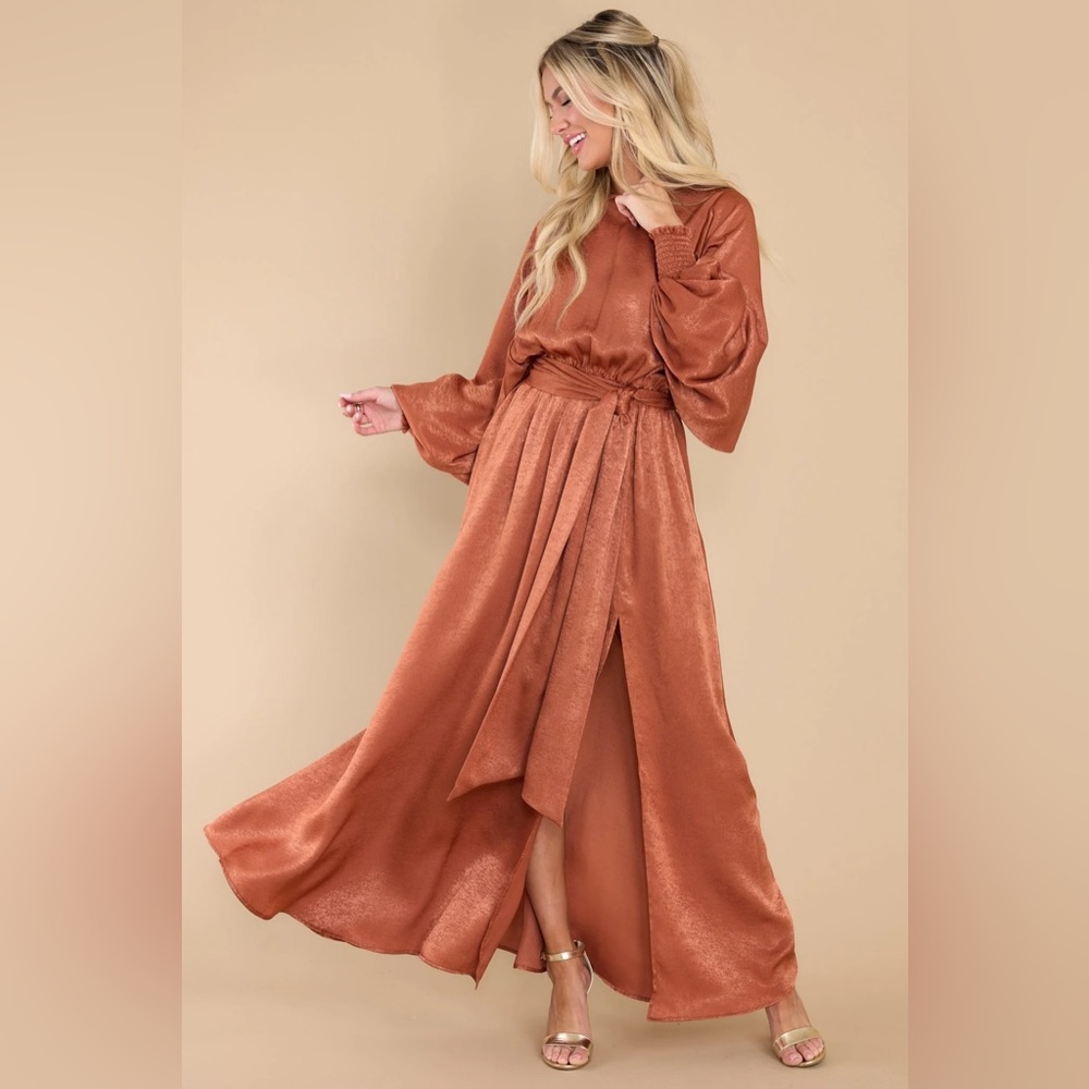 Satin Terracotta Maxi Dress Red Dress Like a Princess Maxi dress